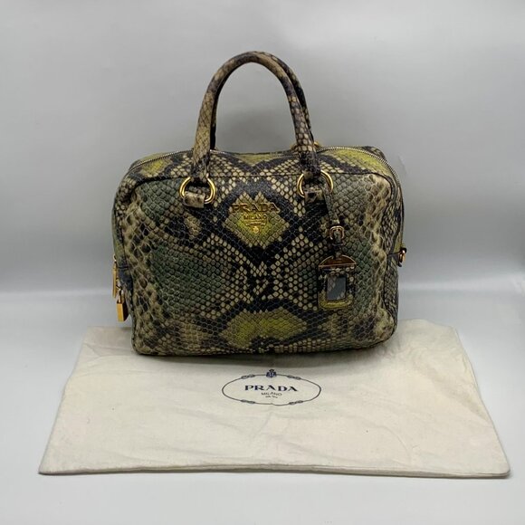 Prada Cervo Lux Printed Snakeskin Leather Tote - Picture 12 of 14